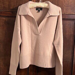 Banana Republic Johhny Collar Cashmere Popover size Large Pink Blush